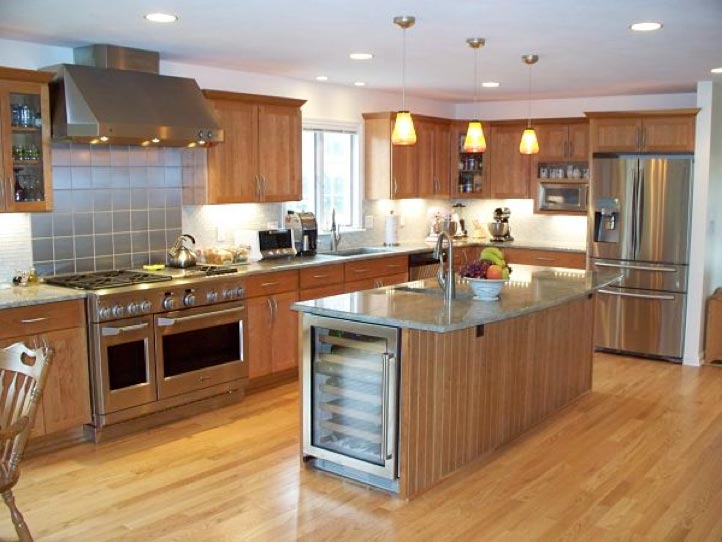 kitchen island steel appliances